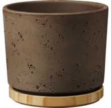 Blumentopf aus Terrakotta mit Holzuntersetzer