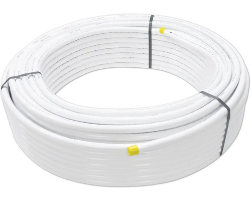 Aluminium-Mehrschicht-Verbundrohr 32x3 mm weiß im 50 m Ring Rolle mit weißem TWL Kabel