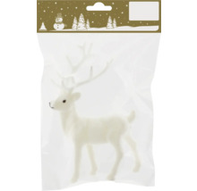 Dekorativer, weißer Hirsch in einer Verpackung für die Weihnachtszeit
