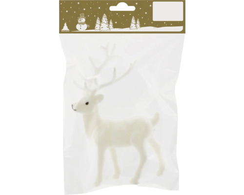 Weihnachtsdeko Hirsch Kunststoff weiß 17 cm Dekorativer, weißer Hirsch in einer Verpackung für die Weihnachtszeit