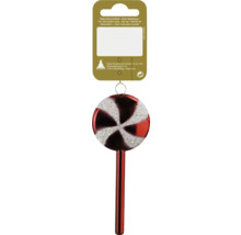 Lutscherförmiger Christbaumanhänger mit spiralförmigem Muster