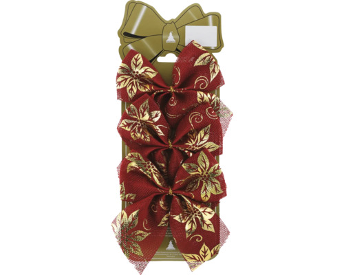 Weihnachtsdeko Schleife rot/gold 13 cm 3 Stück