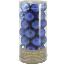 Blaues Christbaumkugel Set aus Glas im Kunststoffbehälter