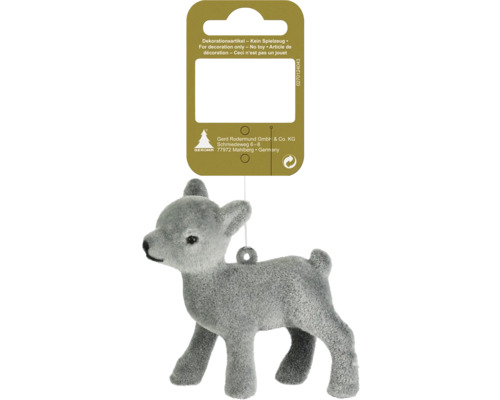 Bambi Samt 8 cm grau Dekorative Rehfigur zum Aufhängen