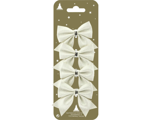 4 Schleifen Kunststoff weiß 7x4,5 cm Dekoschleifen Set mit vier Schleifen zur Dekoration