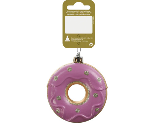 Christbaumhänger Donut Kunststoff Ø 8 cm rosa