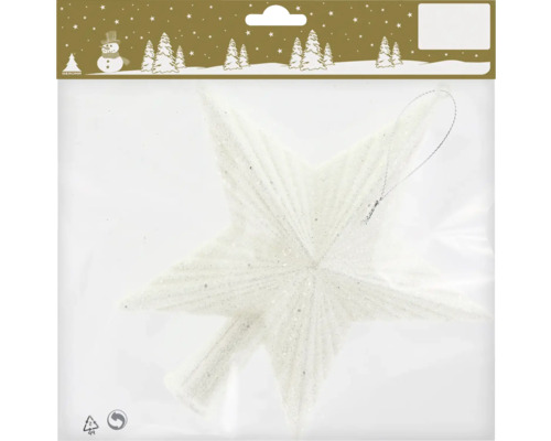 Christbaumspitze Stern Kunststoff Glitzer weiß 18x19 cm Weihnachtsbaumspitze Stern aus Kunststoff