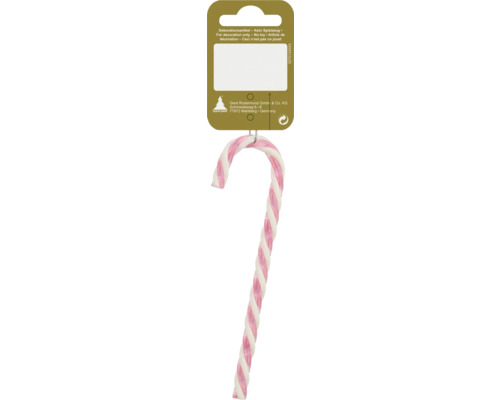 Christbaumhänger Zuckerstange Kunststoff 15 cm rosa/weiß