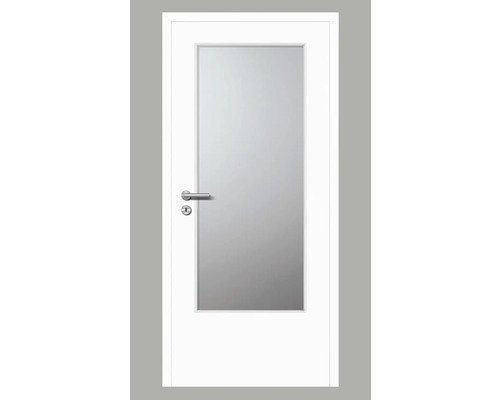 Innentüre CPL Plus stumpf Weiß GL inkl. Lichtausschnitt (ohne Glas) 77,2x201,6 cm rechts Weiße Innentür mit Glaseinsatz und Türgriff