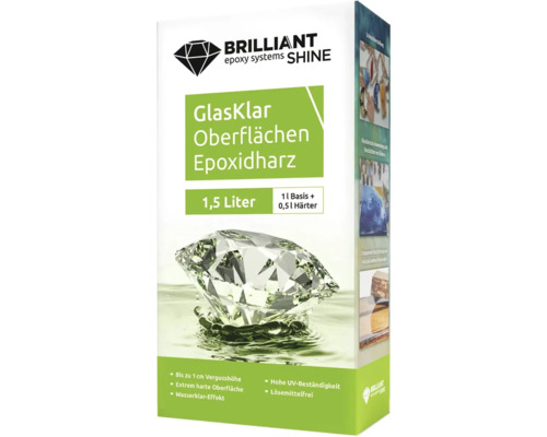 Brilliant Shine Glasklar Oberflächen Epoxidharz 1,5 Liter Packung