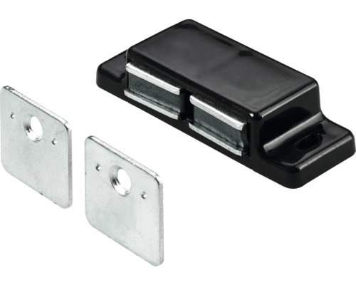 Magnetschnäpper mit zwei Gegenplatten für zwei Türen 2x2-3 kg 58 x 14 x 21 mm verzinkt braun 10 Stück-0