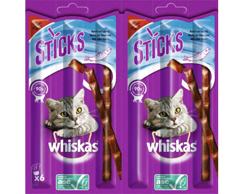 Katzensnack whiskas Sticks reich an Lachs 6 Stück Katzensnack whiskas Sticks reich an Lachs 6 Stück