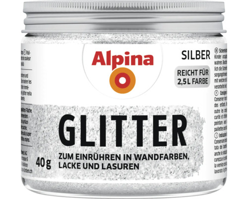 Alpina Glitter silber 40 g Alpina Glitter Silber zum Einrühren in Wandfarben, Lacke und Lasuren, ausreichend für 2,5 Liter Farbe