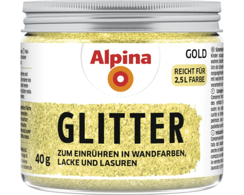 Alpina Glitter gold 40 g Alpina Gold Glitter zum Einrühren in Wandfarben, Lacke und Lasuren, 40 Gramm
