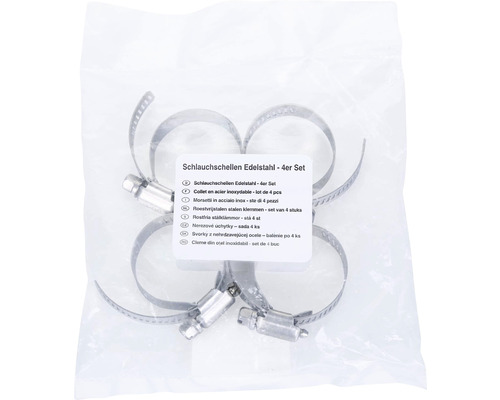 Schlauchschellen Edelstahl im Viererpack