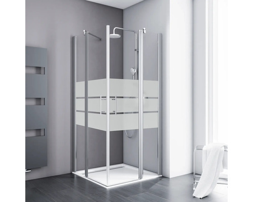 Eckeinstieg mit Drehtür Schulte Galaxy 900x900x1900 mm Dekorglas Depoli Light aluminium