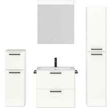 Badmöbel-Set Nobilia Programm 2 194 140x169,1x48,7 cm Mineralgusswaschtisch weiß hochglanz mit LED-Beleuchtung-thumb-0