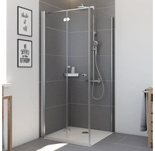 Drehfalttür für Seitenwand Breuer Elana Komfort 900x2000 mm Anschlag links Echtglas Klar hell chromoptik