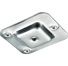 Metall-Montageplatte mit drei Löchern und einem Gewinde in der Mitte.