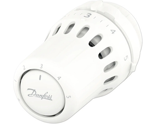 Thermostatkopf Danfoss React™ RA Click weiß mit Schnappbefestigung Danfoss Logo Heizkörperthermostat mit Zahlenanzeige