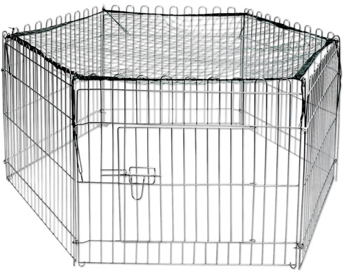 Freigehege 6-eckig mit Schutznetz 123x106x60 cm silber Freigehege 6-eckig mit Schutznetz 123x106x60 cm silber