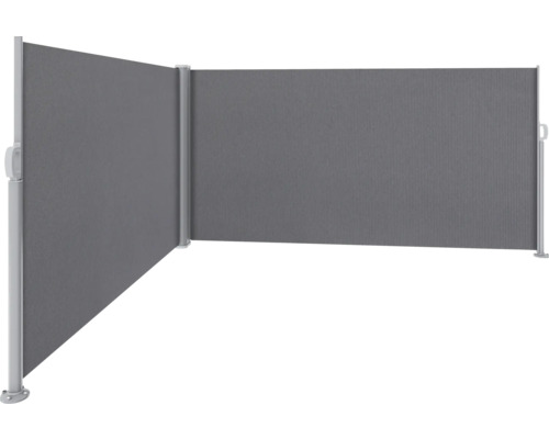 Doppel-Seitenmarkise 1,6x3x3 Stoff Uni anthrazit Gestell RAL 9006 weißaluminium