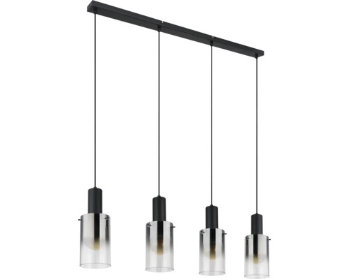 Hängelampe mit vier Lampen und Glasschirmen
