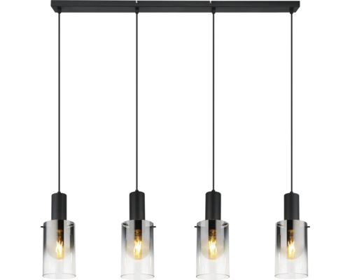 Vierflammige Pendelleuchte mit klaren Glasschirmen für den Innenbereich