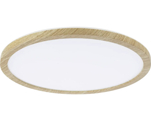 Runde Deckenleuchte mit Holzrahmen