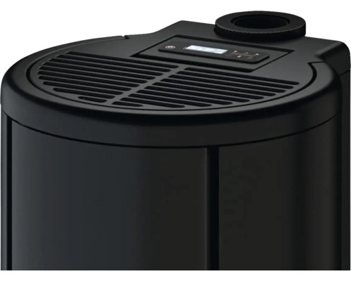 Schwarzer Luftreiniger mit Bedienfeld und Lufteinlassgitter