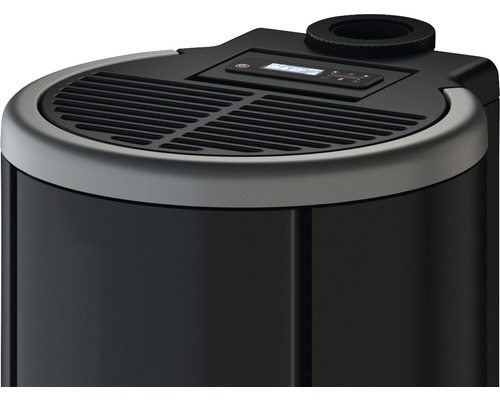 Detailansicht eines Luftbefeuchters mit Display und Lüftungsgitter.