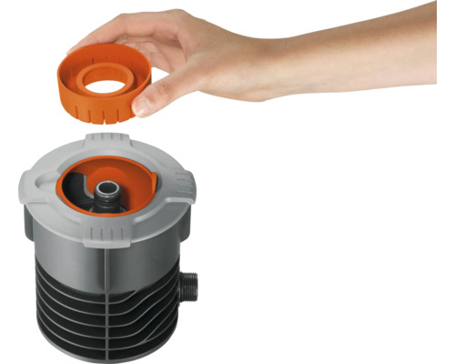 Kreisregner mit Hand zur Einstellung des Sprühbereichs