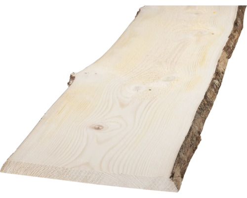 Massivholzbrett Schwarzwald Tanne zweiseitig unbesäumt 1830 x 330 x 40 mm Baubrett aus Holz mit Baumkante