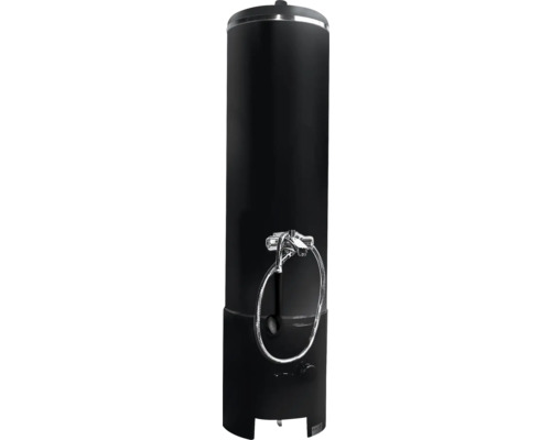 Badeofen 7,5 kW drucklos schwarz mit Mischbatterie und Oberofen 100 Liter schwarz Schwarze Gartendusche mit Duschkopf und Schlauch