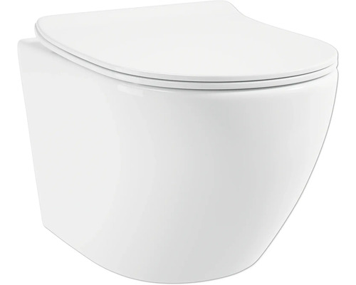 Wandtiefspülklosett-Set Jungborn Four spülrandlos weiß glänzend mit WC-Sitz Wandhängendes WC mit Deckel