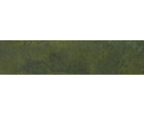 Steingut Wandfliese Mojave green brick 6x25 cm grün glänzend Nahaufnahme einer grünen Wandstruktur