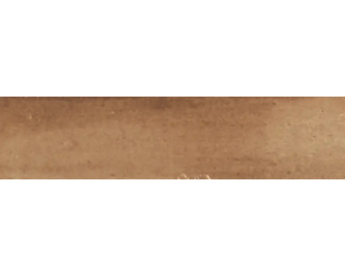Steingut Wandfliese Mojave cotto brick 6x25 cm orange glänzend Nahaufnahme einer Holzoberfläche
