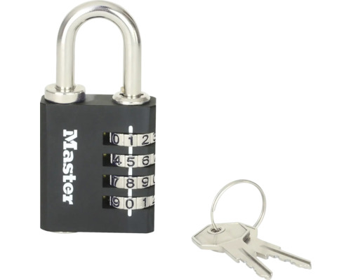 Zahlenschloss Master Lock 7641 aus Zink 40 mm schwarz 1 Stk. Master Zahlenschloss mit Schlüssel