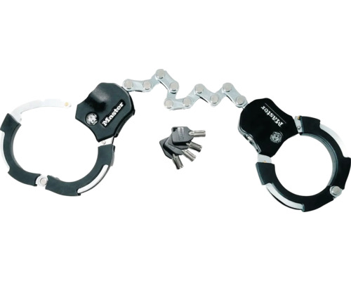 Handschellenschloss Master Lock 8290 aus Stahl schwarz 1 Stk. Master Lock Handschellen Fahrradschloss mit Kette und drei Schlüsseln