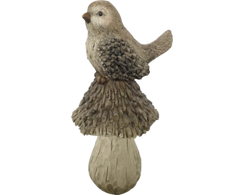 Dekorative Gartenfigur: Vogel auf Pilz