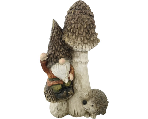 Dekofigur Wichtel mit Pilz H 44 cm braun Dekofigur Wichtel mit Pilz H 44 cm braun