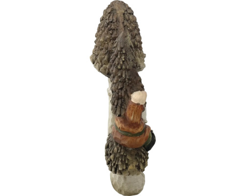 Dekorative Pilzfigur mit Zwerg aus Kunststein