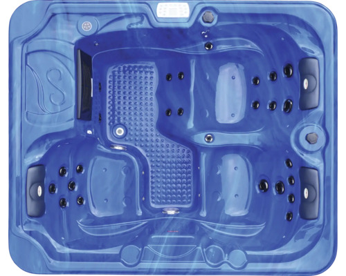 Aufnahme eines Whirlpools von oben, der eine entspannende Badegelegenheit bietet