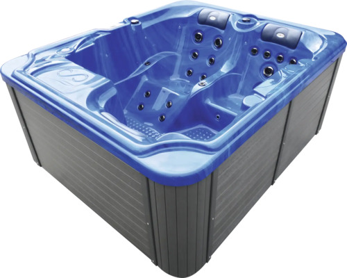 Blauer Whirlpool mit grauer Verkleidung