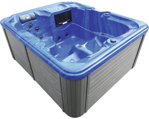 Blauer Whirlpool mit grauer Verkleidung