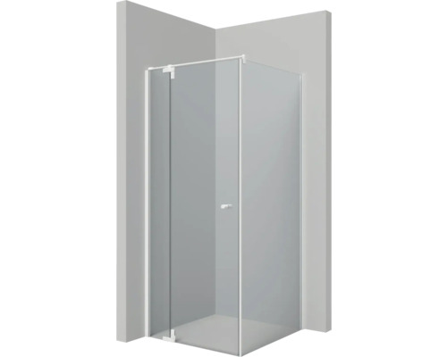 Drehtür für Seitenwand Lido 300 1000x2000 mm mit Festteil Echtglas Klar hell weiß FEVP210/H1/51-0
