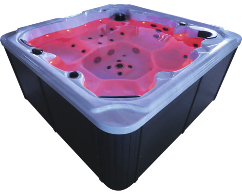 Quadratischer Whirlpool mit roter Innenbeleuchtung