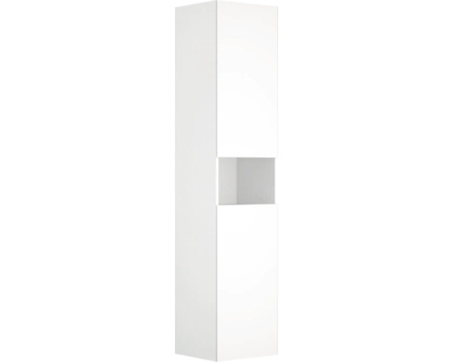 Hochschrank Keuco Stageline links 40x180x36 cm weiß glänzend mit Beleuchtung Weißer Bad-Hochschrank mit offenem Fach