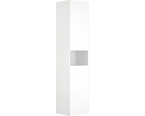 Hochschrank Keuco Stageline rechts 40x180x36 cm weiß glänzend mit Beleuchtung Badezimmerschrank mit zwei Türen und offenem Fach