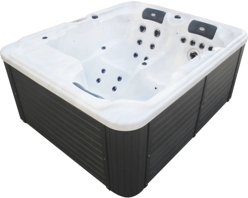 Aufstellbarer Whirlpool Sanotechnik Outdoorpool Set OASIS WHITE inkl. Abdeckung Quadratischer Whirlpool mit Düsen und Kopfstützen